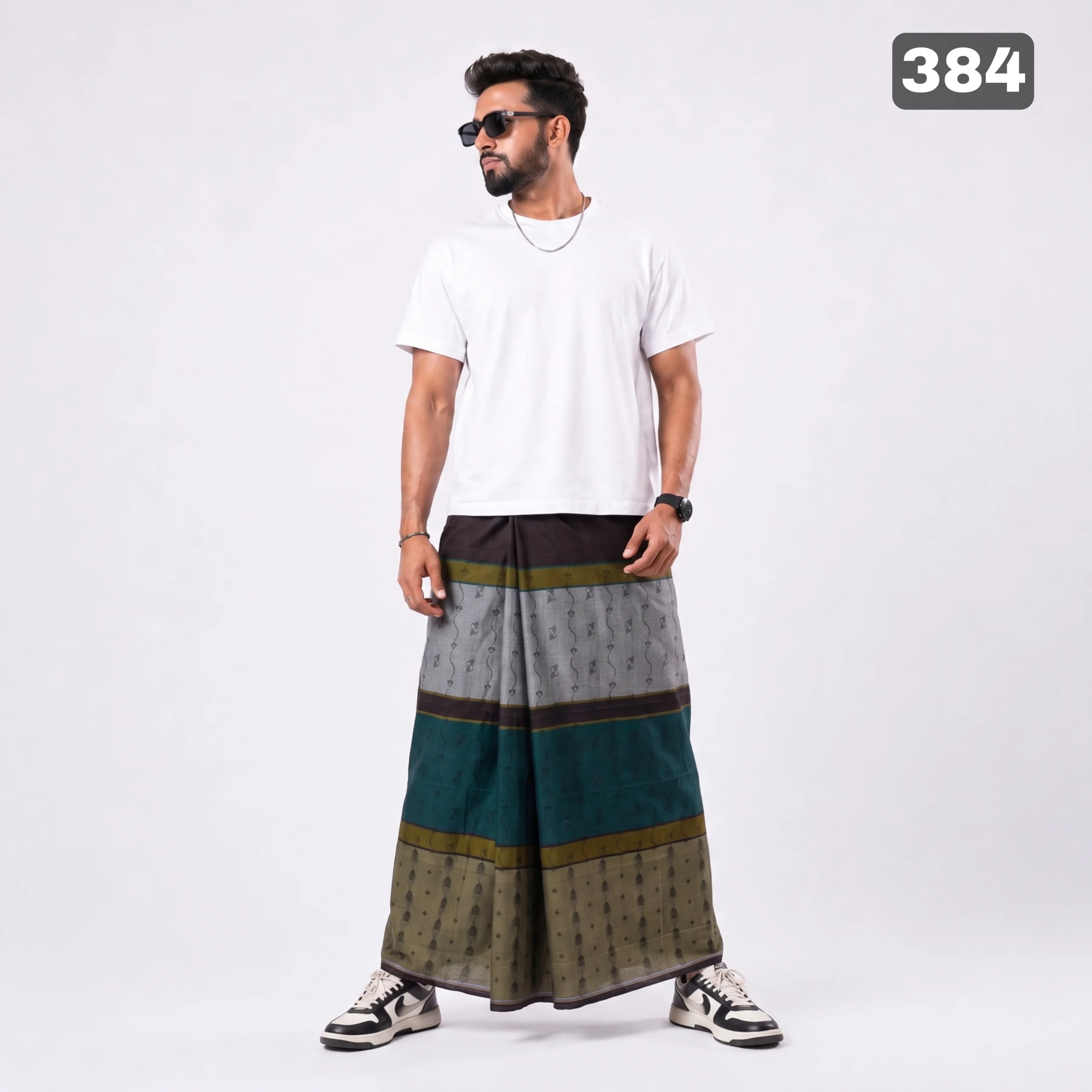 Tailocraft Men’s Pure Cotton Karukaj Lungi 5.5 Hand-384