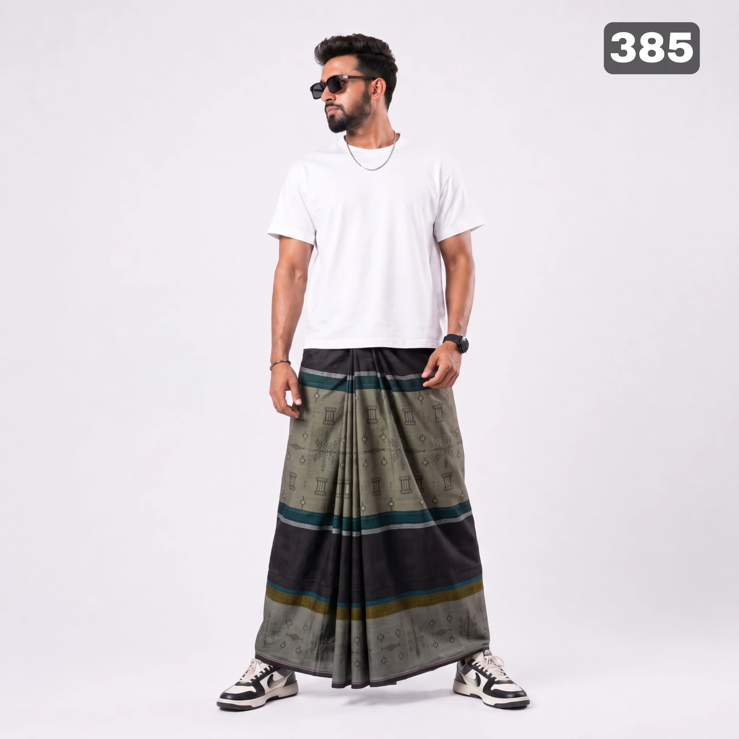 Tailocraft Men’s Pure Cotton Karukaj Lungi 5.5 Hand-385