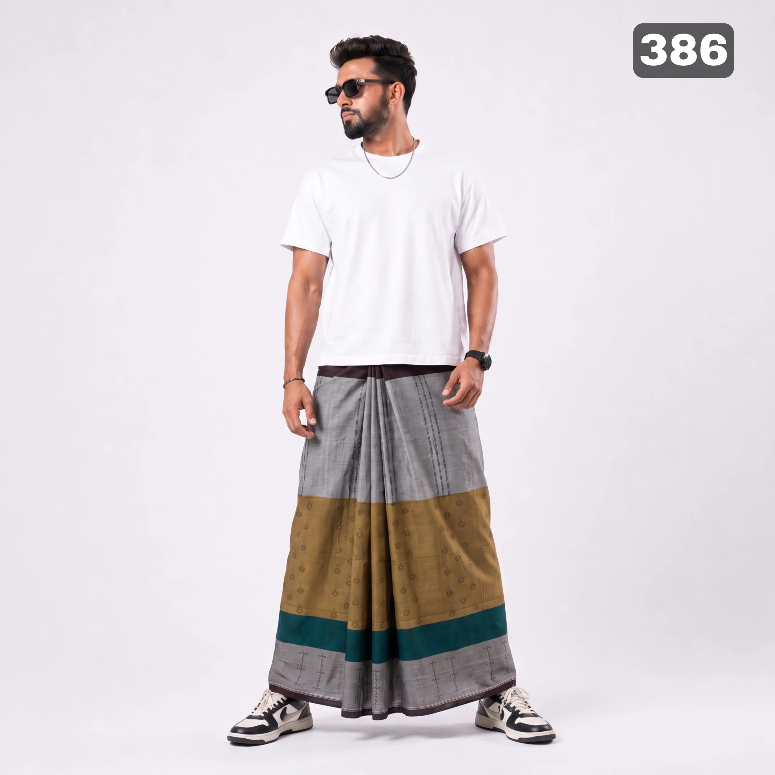 Tailocraft Men’s Pure Cotton Karukaj Lungi 5.5 Hand-386