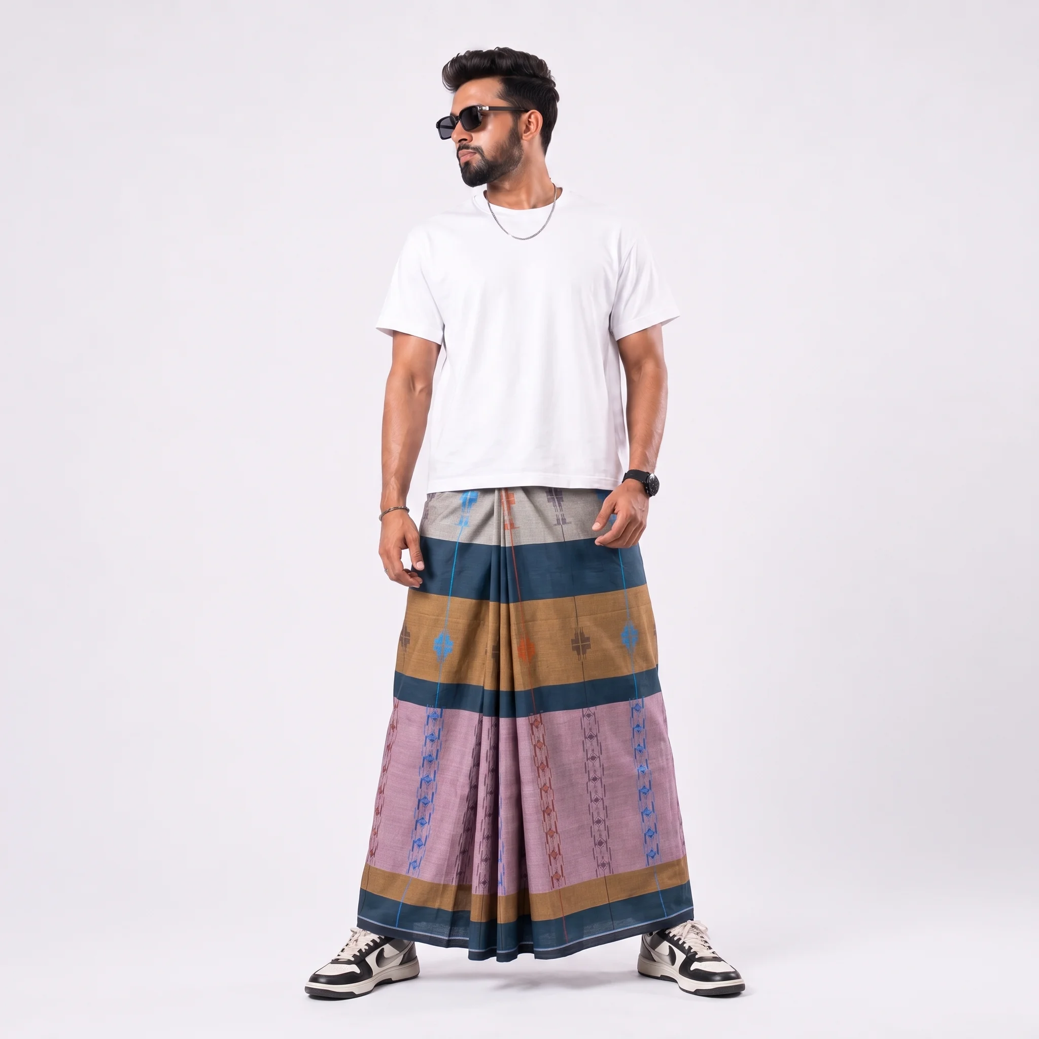 Tailocraft Men’s Pure Cotton Karukaj Lungi 5.5 Hand-431
