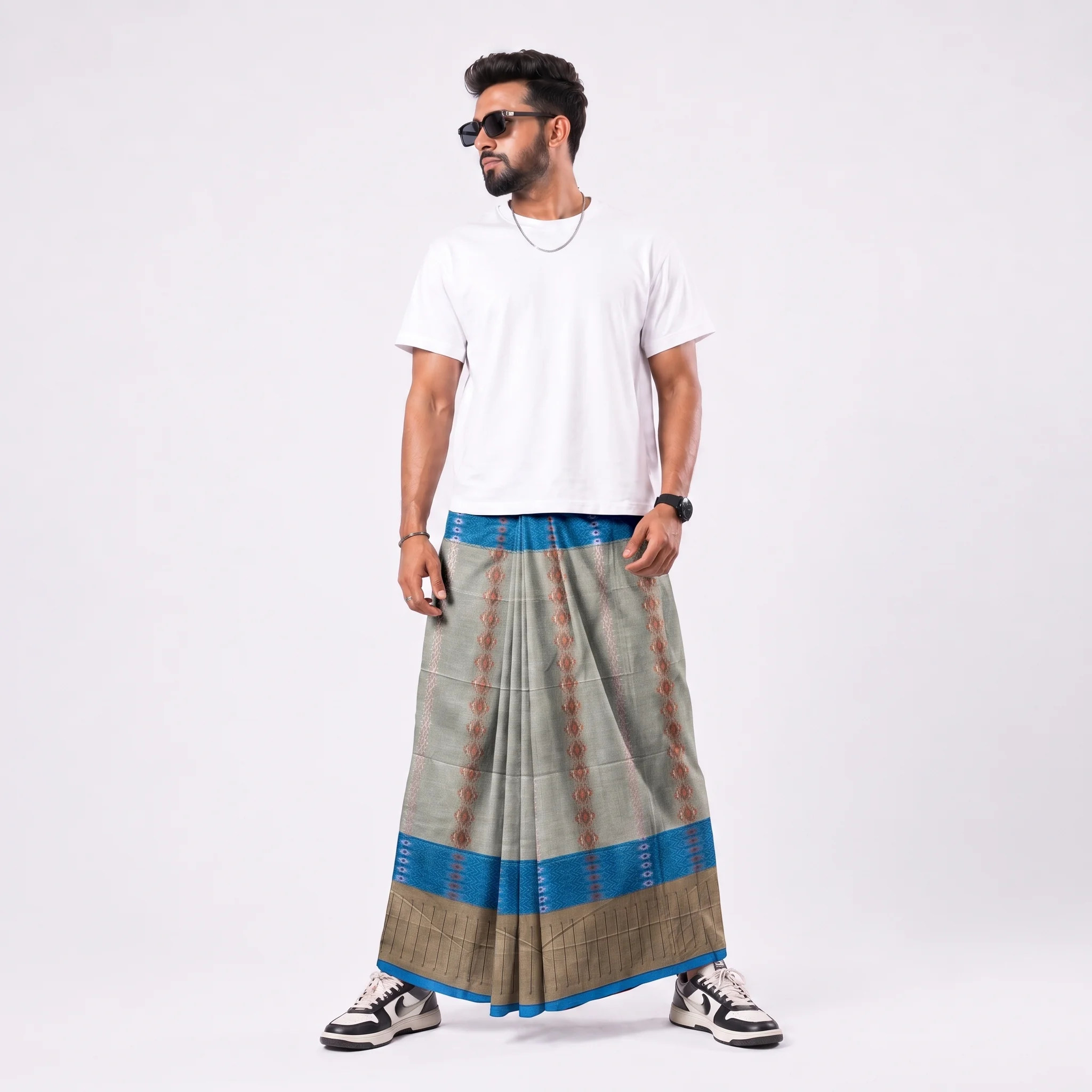 Tailocraft Men’s Pure Cotton Karukaj Lungi 5.5 Hand-432