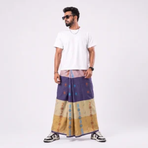 Tailocraft Men’s Pure Cotton Karukaj Lungi 5.5 Hand-434
