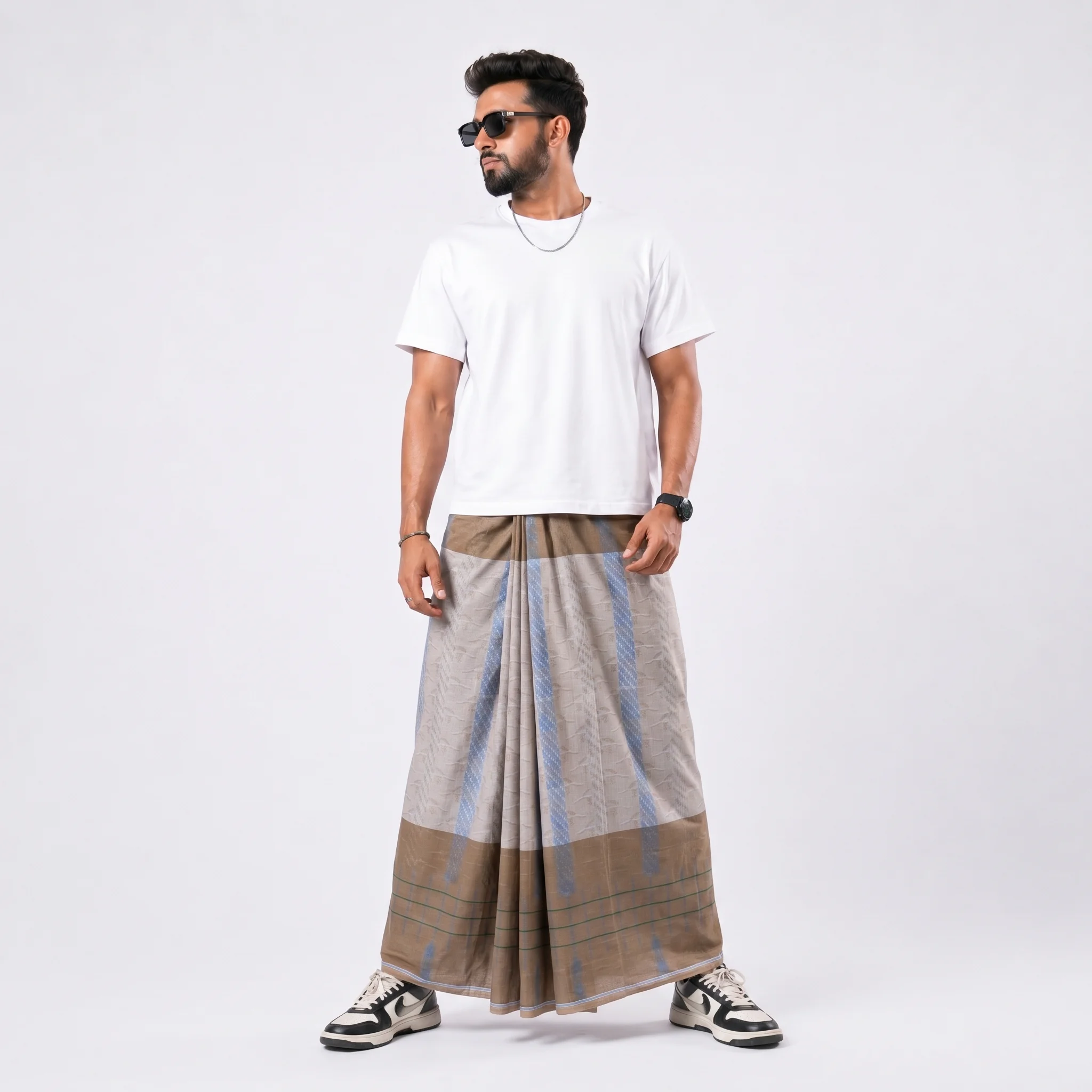 Tailocraft Men’s Pure Cotton Karukaj Lungi 5.5 Hand-420