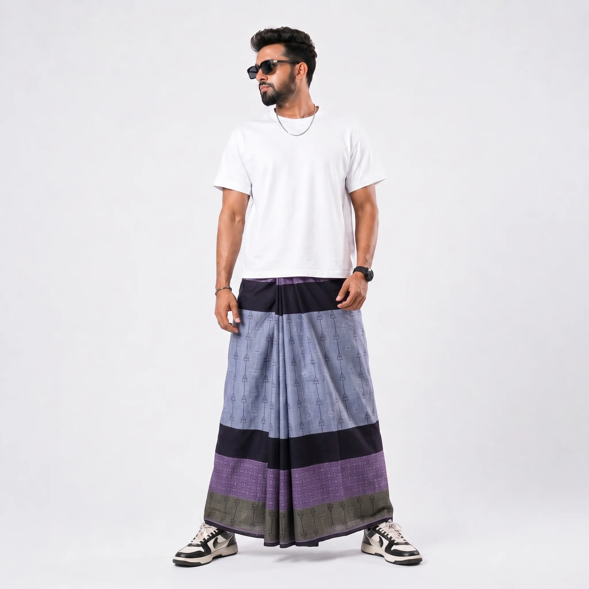 Tailocraft Men’s Pure Cotton Karukaj Lungi 5.5 Hand-421