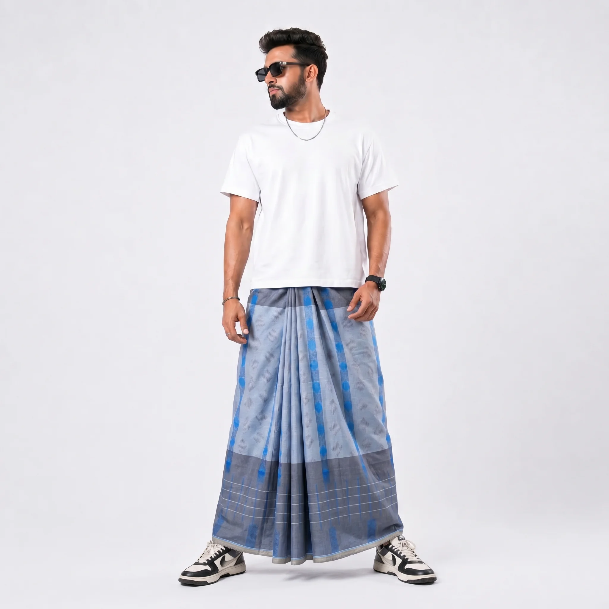 Tailocraft Men’s Pure Cotton Karukaj Lungi 5.5 Hand-422