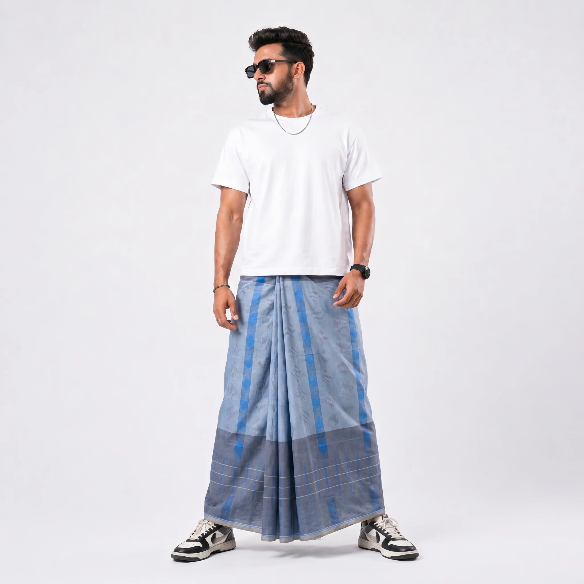 Tailocraft Men’s Pure Cotton Karukaj Lungi 5.5 Hand-425