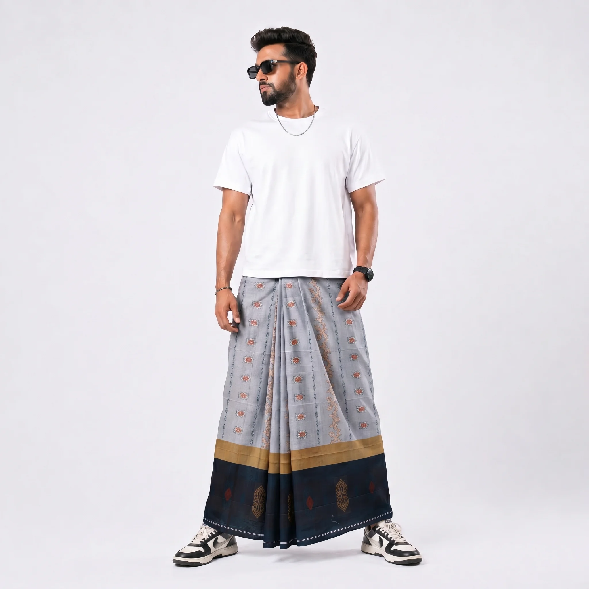 Tailocraft Men’s Pure Cotton Karukaj Lungi 5.5 Hand-428