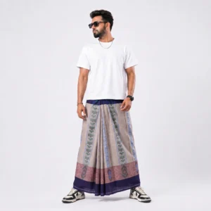 Tailocraft Men’s Pure Cotton Karukaj Lungi 5.5 Hand-429
