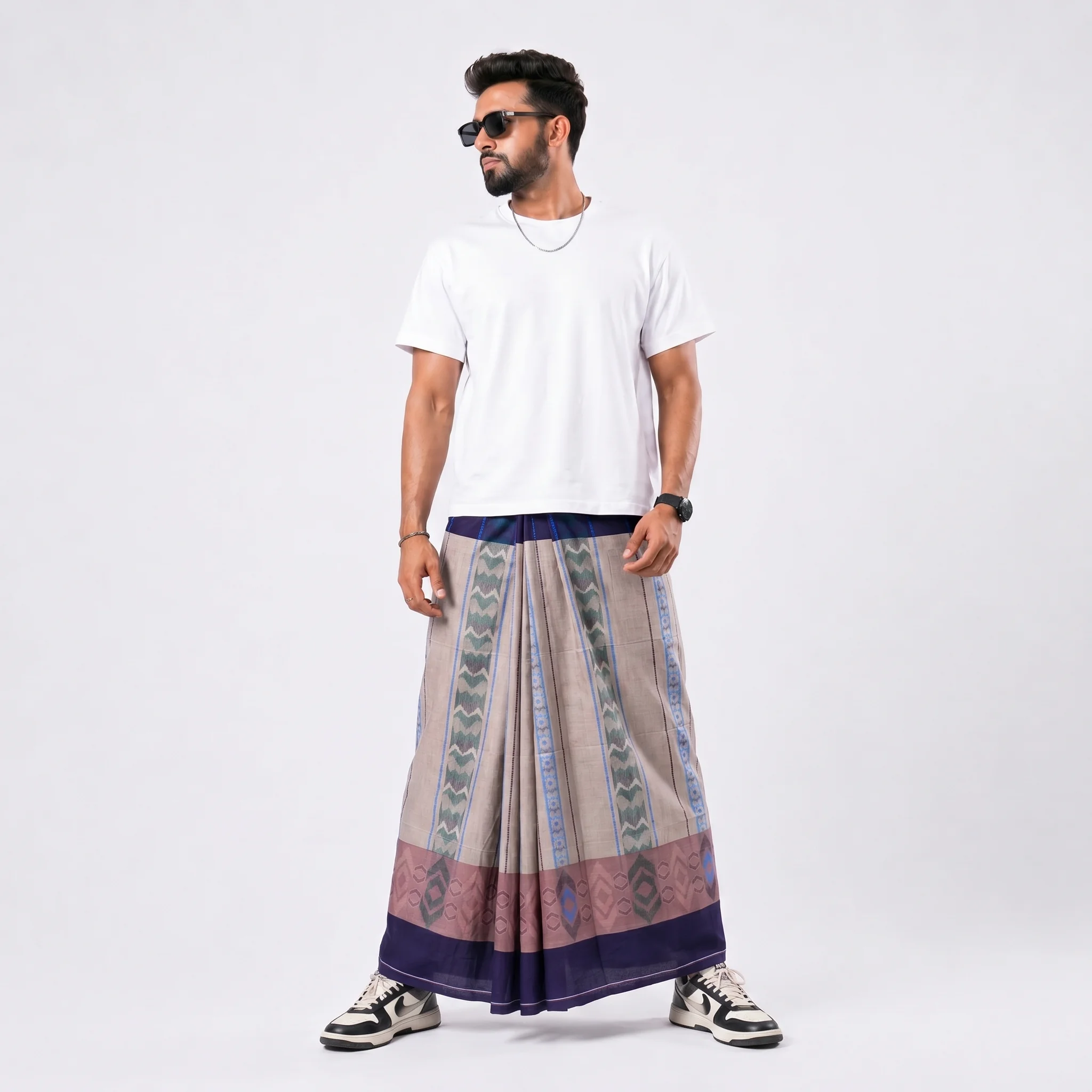 Tailocraft Men’s Pure Cotton Karukaj Lungi 5.5 Hand-429