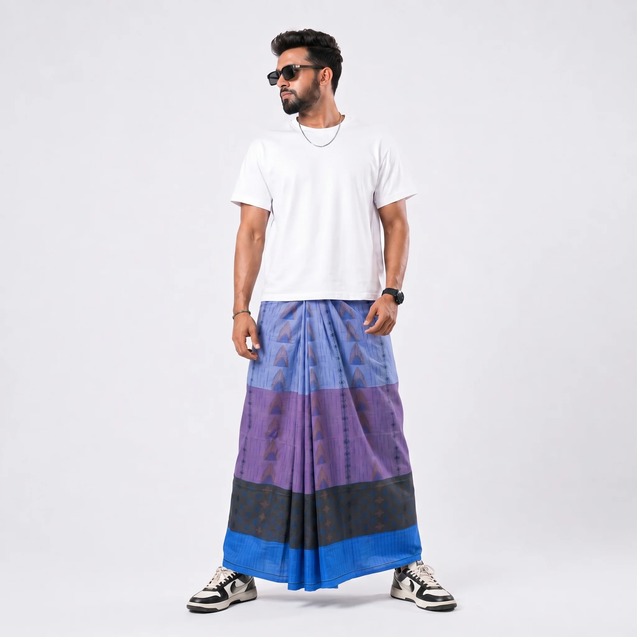 Tailocraft Men’s Pure Cotton Karukaj Lungi 5.5 Hand-419