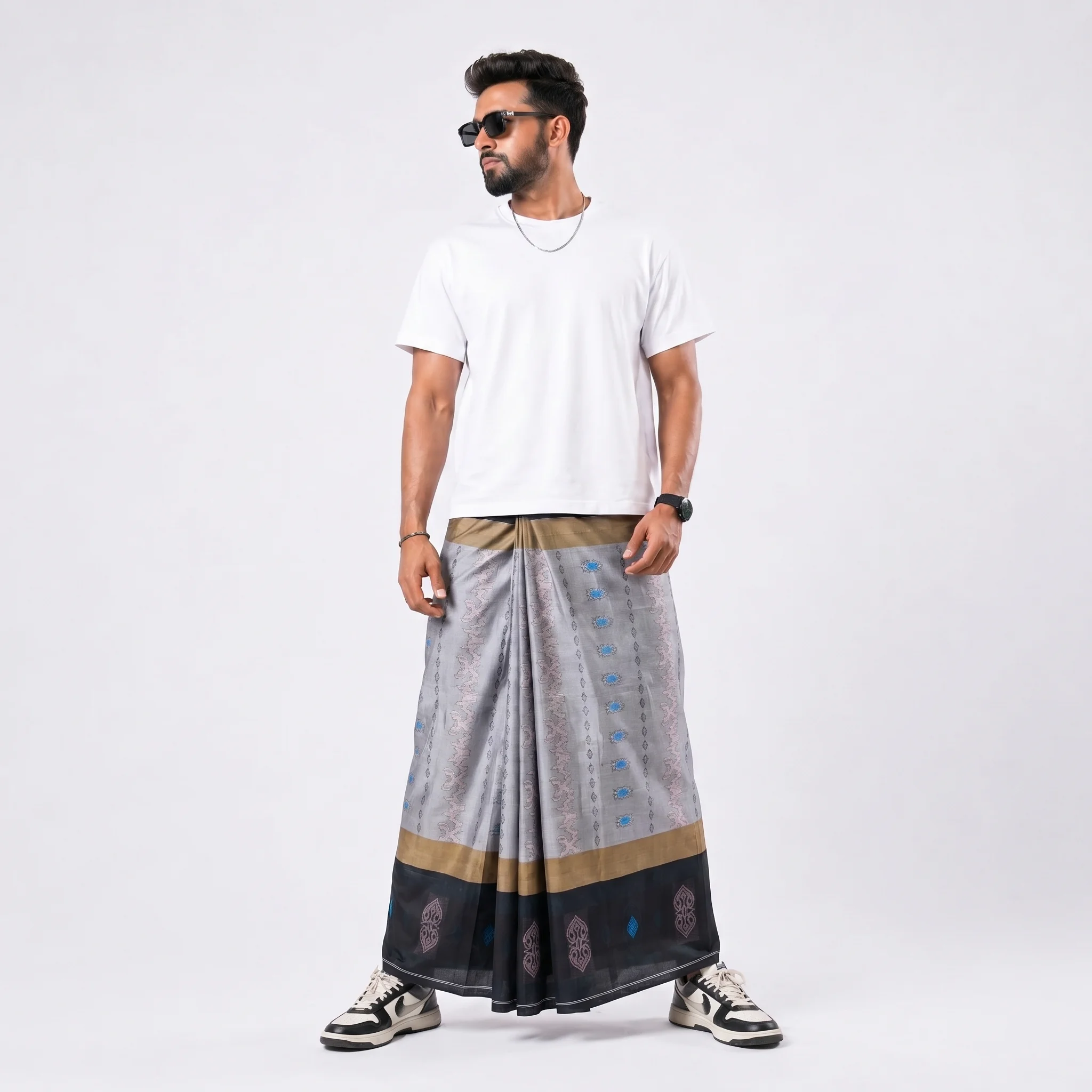 Tailocraft Men’s Pure Cotton Karukaj Lungi 5.5 Hand-418