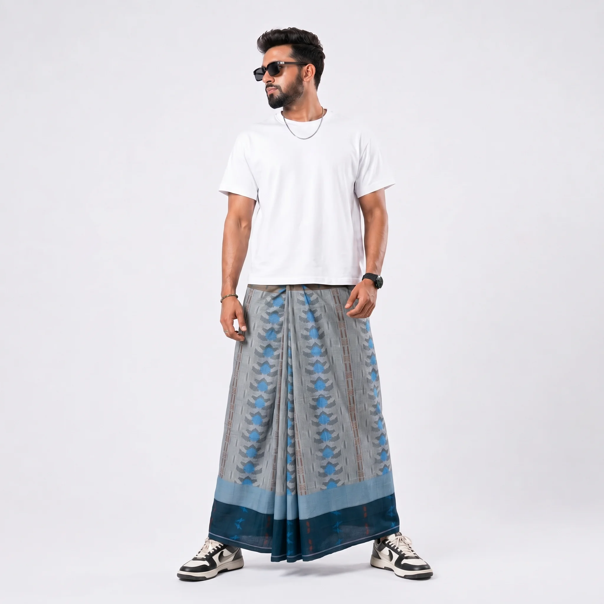 Tailocraft Men’s Pure Cotton Karukaj Lungi 5.5 Hand-416