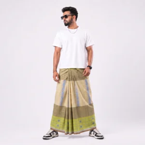 Tailocraft Men’s Pure Cotton Karukaj Lungi 5.5 Hand-414
