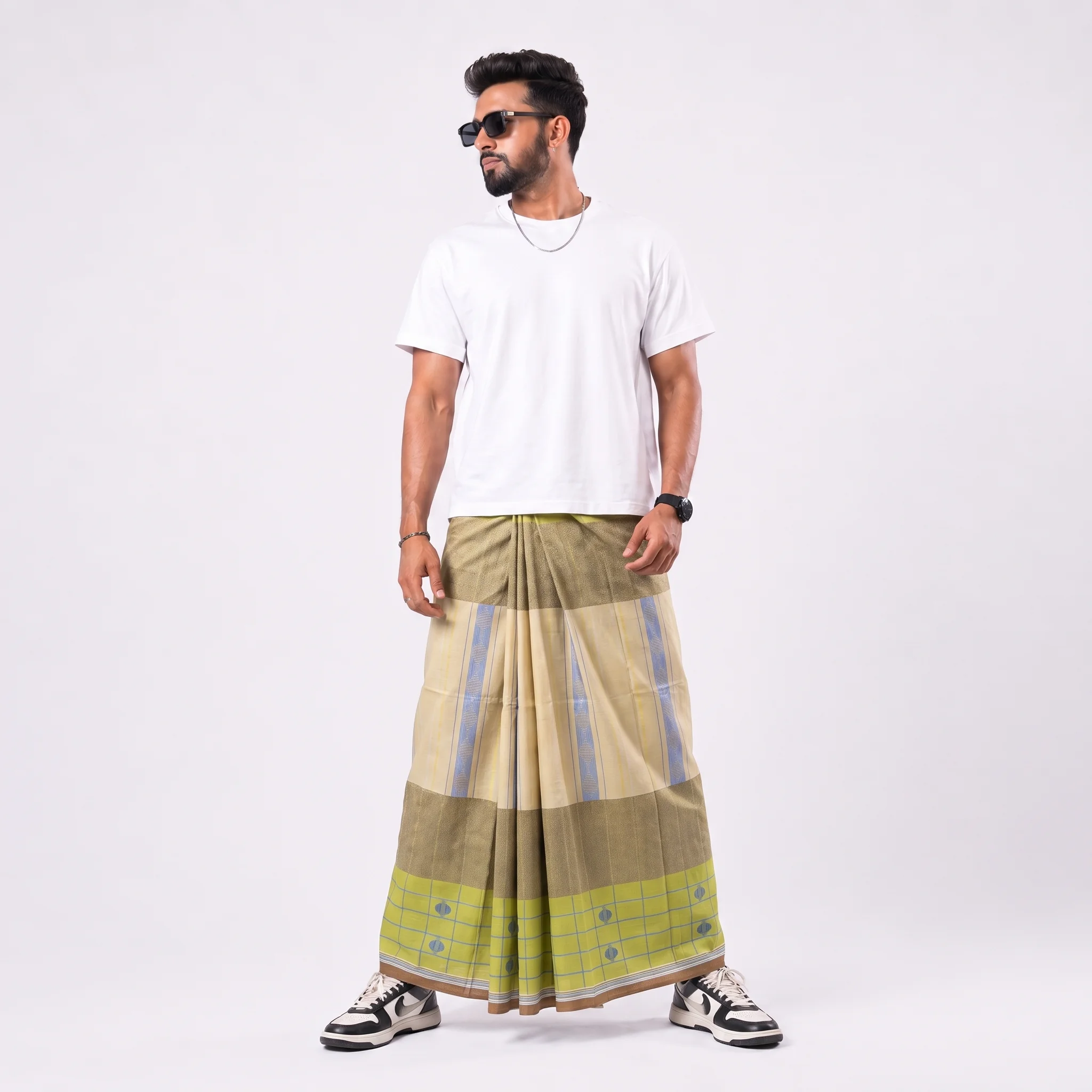 Tailocraft Men’s Pure Cotton Karukaj Lungi 5.5 Hand-414