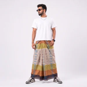 Tailocraft Men’s Pure Cotton Karukaj Lungi 5.5 Hand-411
