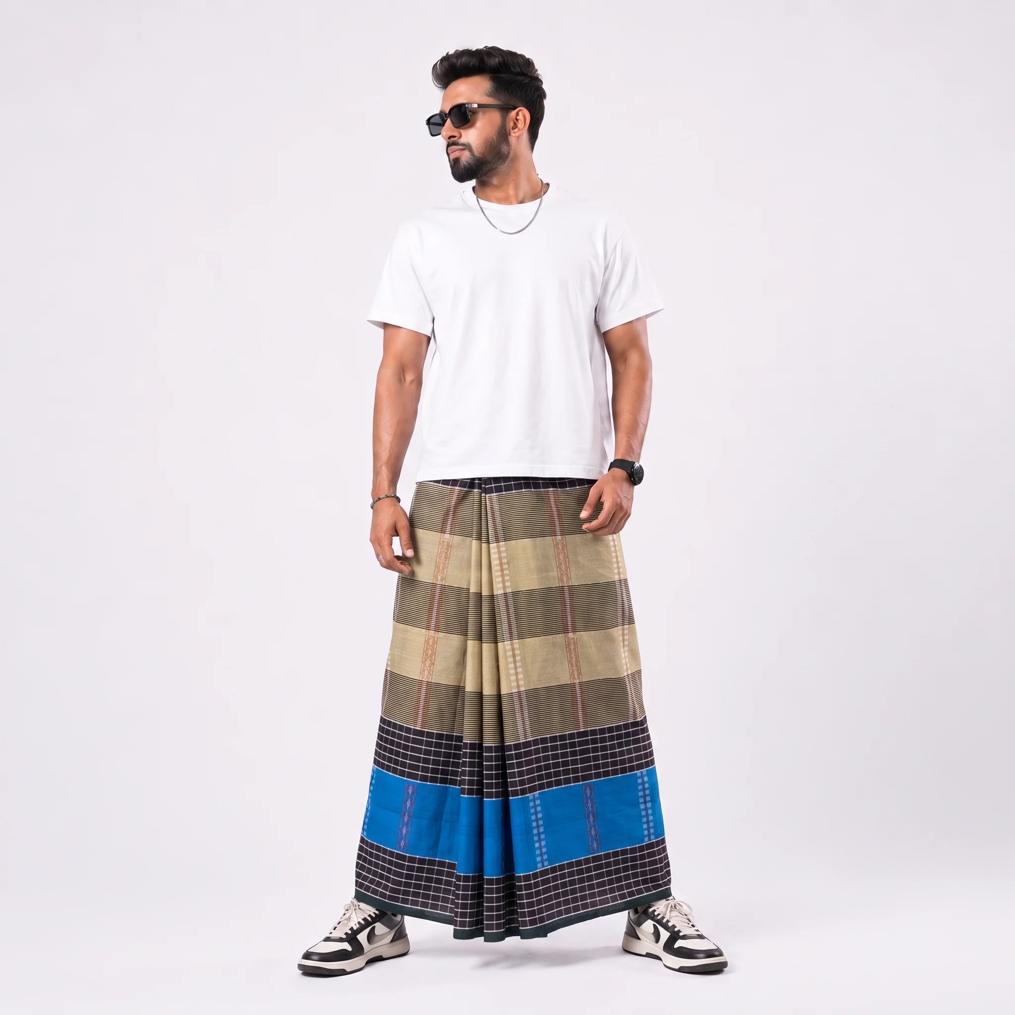 Tailocraft Men’s Pure Cotton Karukaj Lungi 5.5 Hand-409