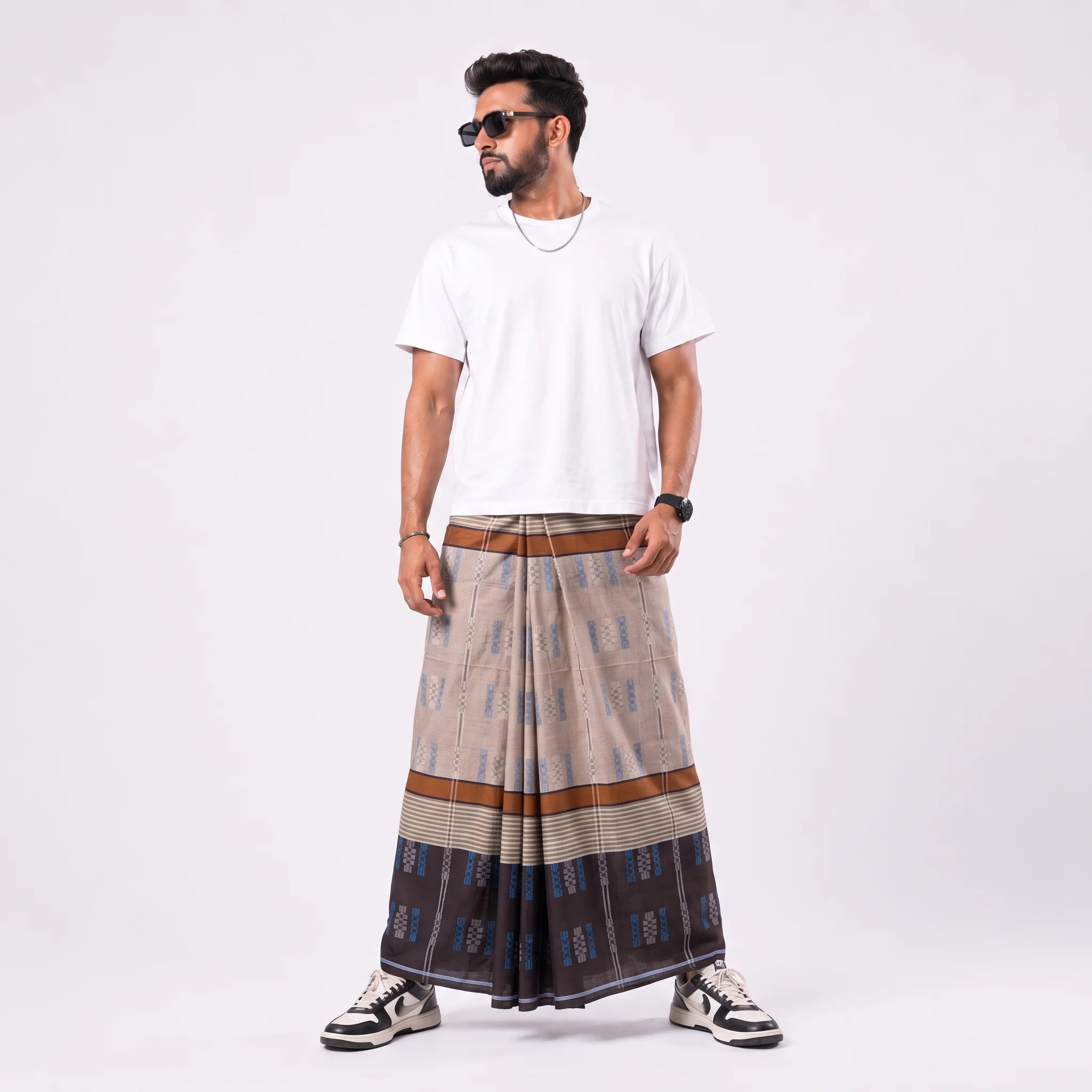Tailocraft Men’s Pure Cotton Karukaj Lungi 5.5 Hand-408