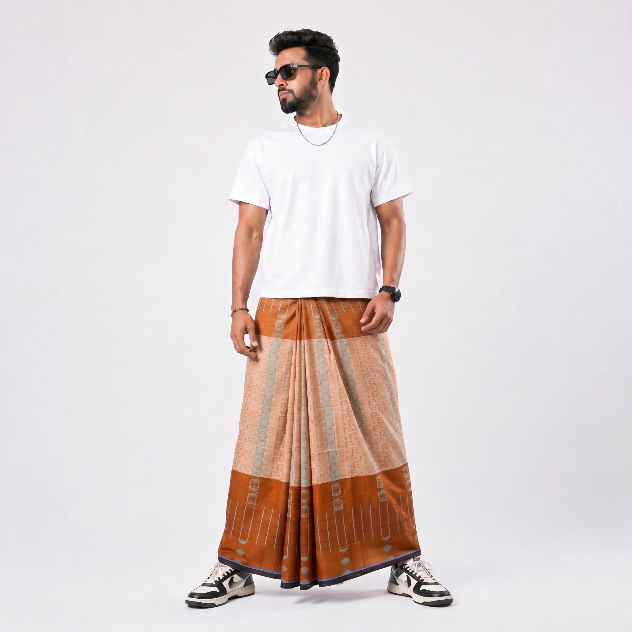 Tailocraft Men’s Pure Cotton Karukaj Lungi 5.5 Hand-407