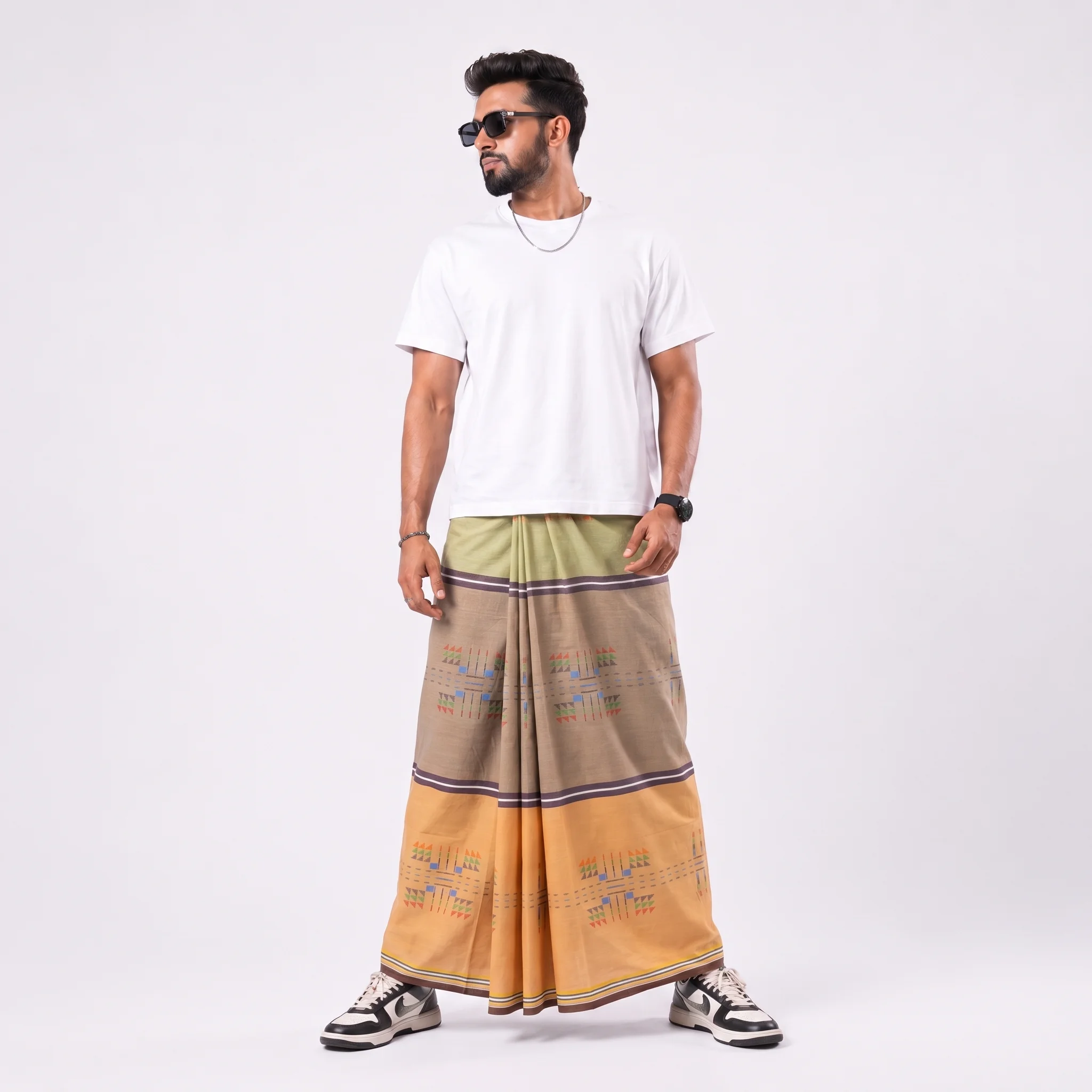 Tailocraft Men’s Pure Cotton Karukaj Lungi 5.5 Hand-406
