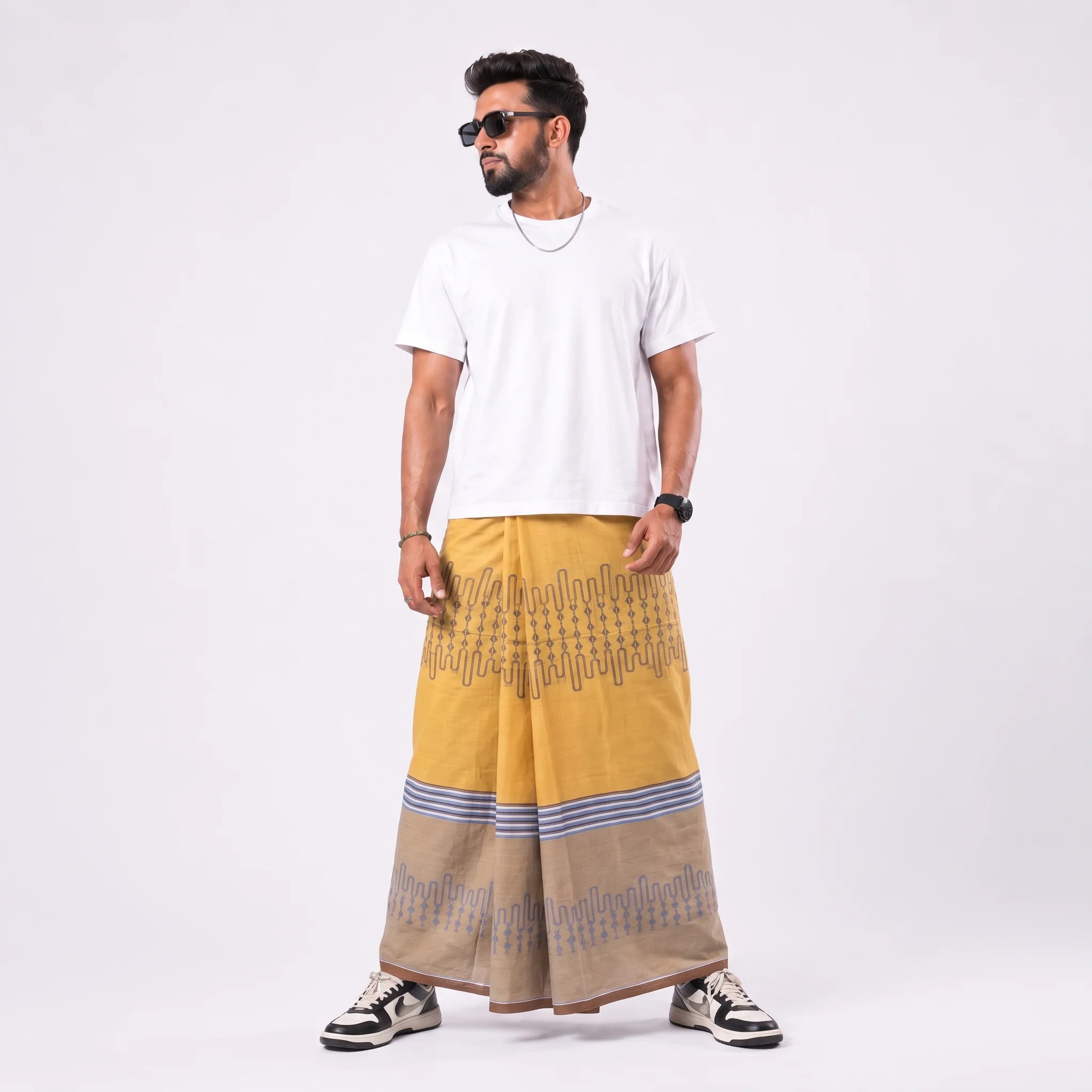 Tailocraft Men’s Pure Cotton Karukaj Lungi 5.5 Hand-404
