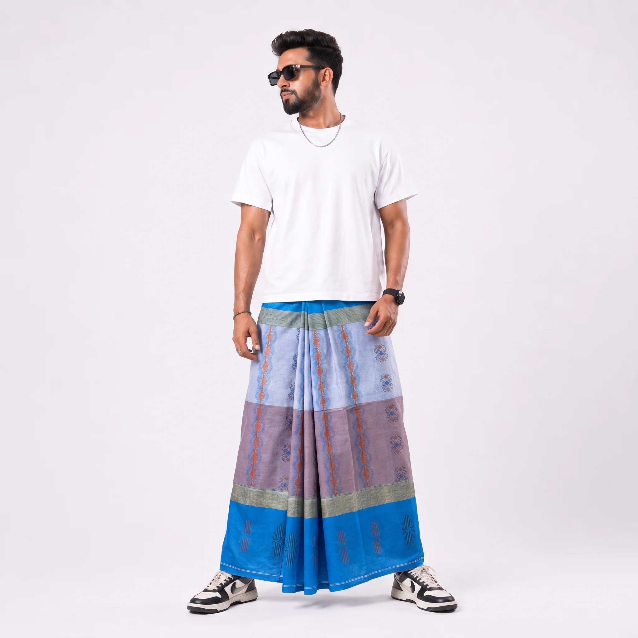 Tailocraft Men’s Pure Cotton Karukaj Lungi 5.5 Hand-402