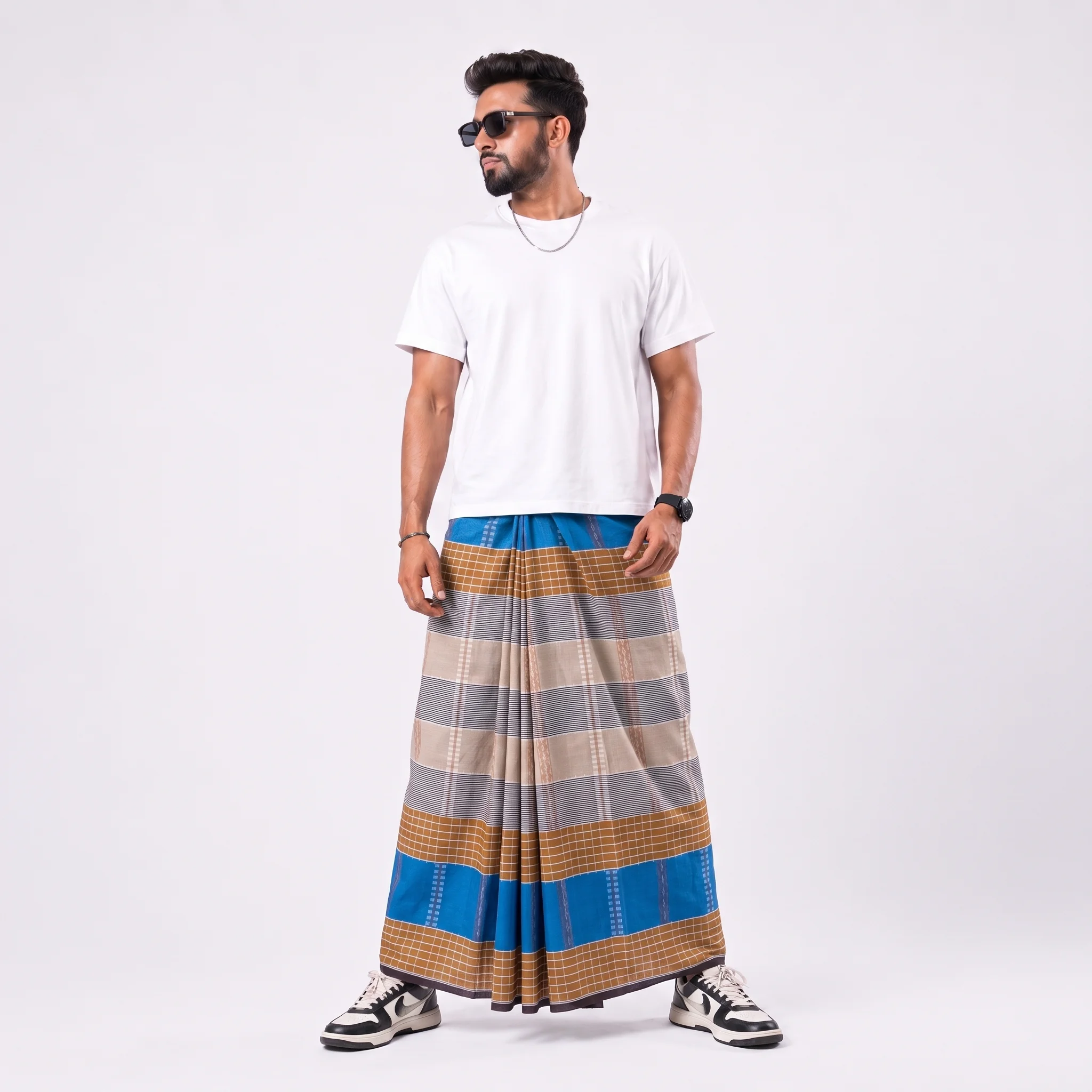 Tailocraft Men’s Pure Cotton Karukaj Lungi 5.5 Hand-401