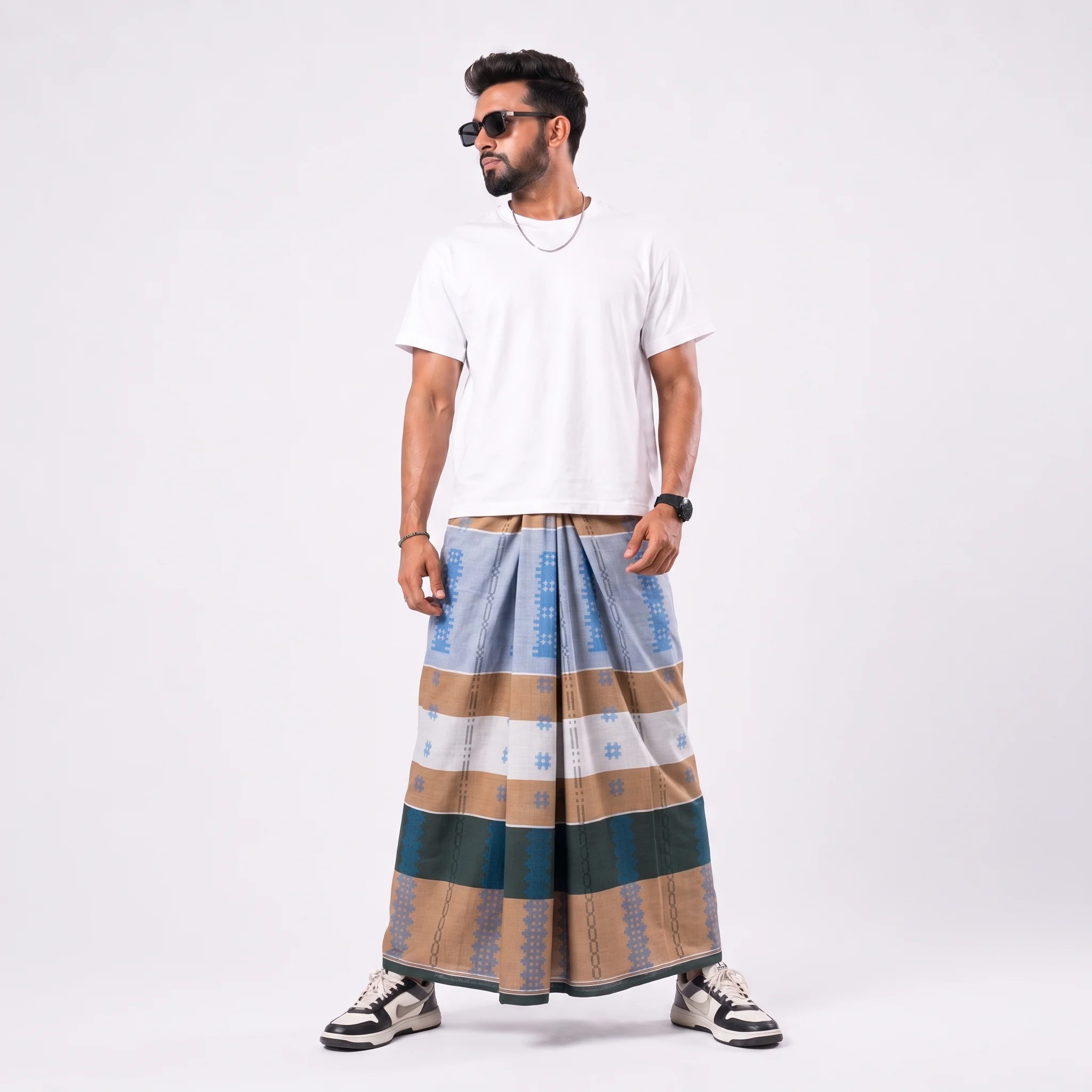 Tailocraft Men’s Pure Cotton Karukaj Lungi 5.5 Hand-400