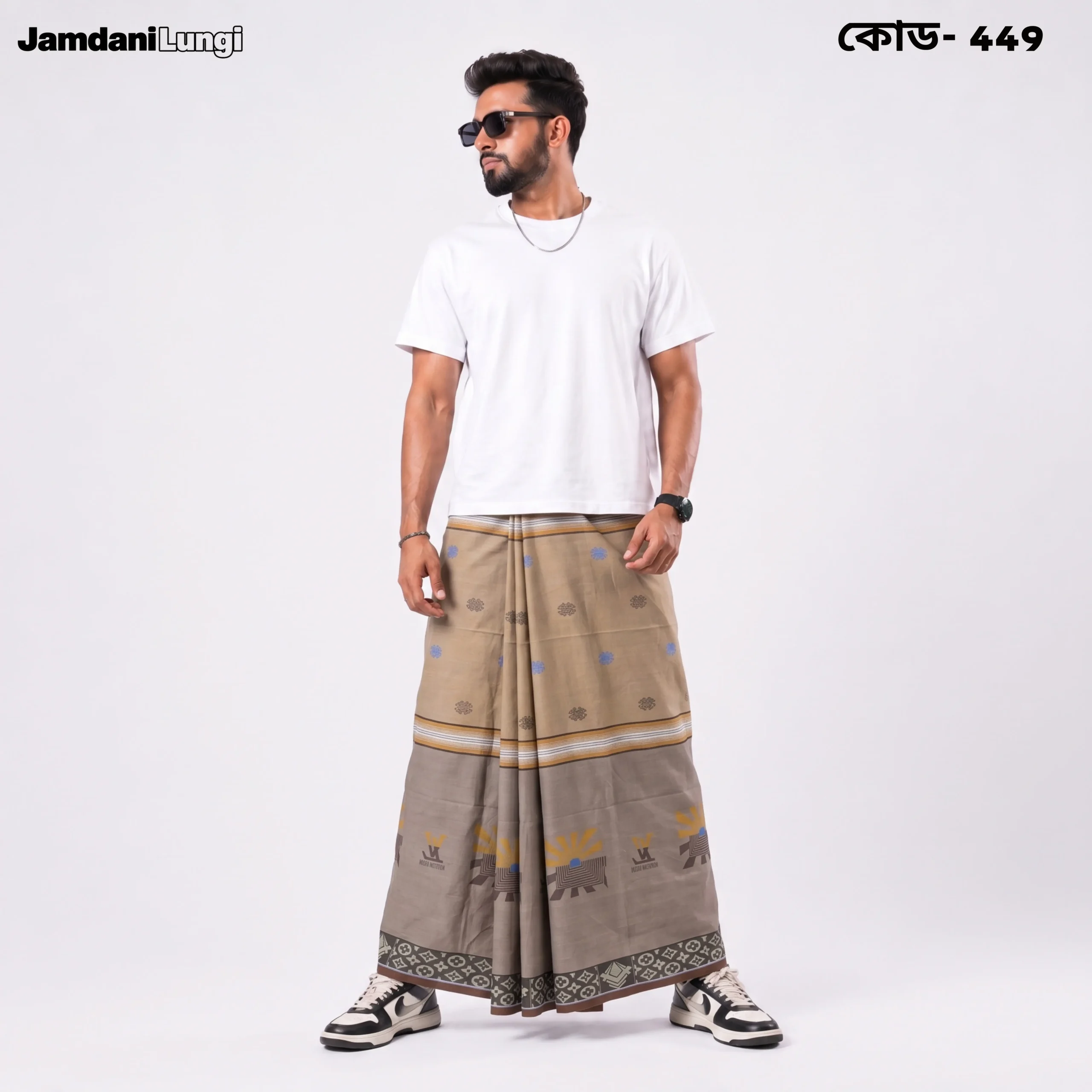 Tailocraft Men’s Pure Cotton Karukaj Lungi 5.5 Hand-449