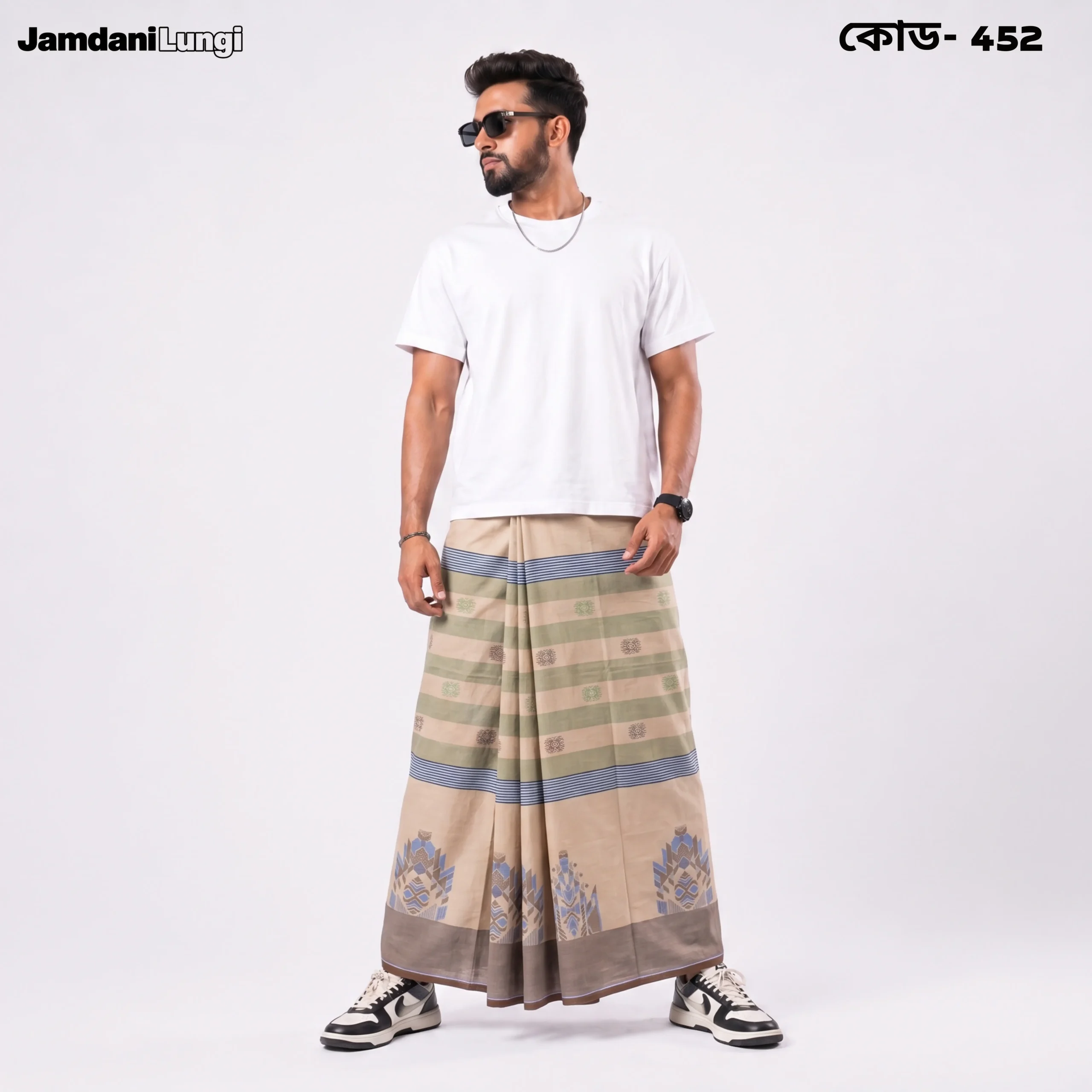 Tailocraft Men’s Pure Cotton Karukaj Lungi 5.5 Hand-452
