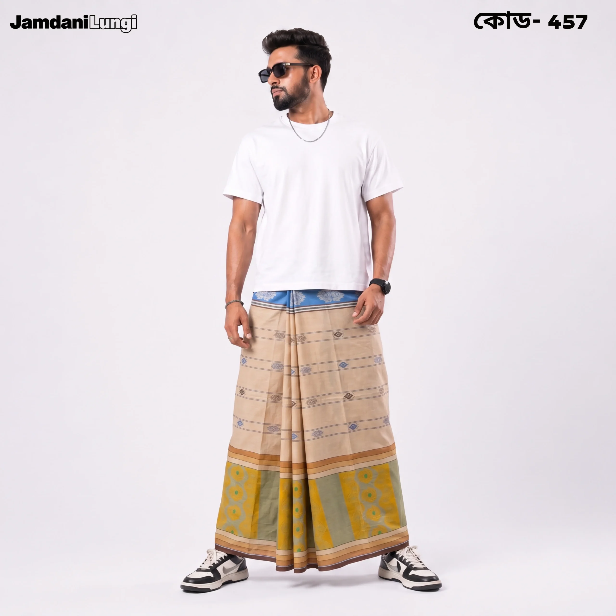 Tailocraft Men’s Pure Cotton Karukaj Lungi 5.5 Hand-457