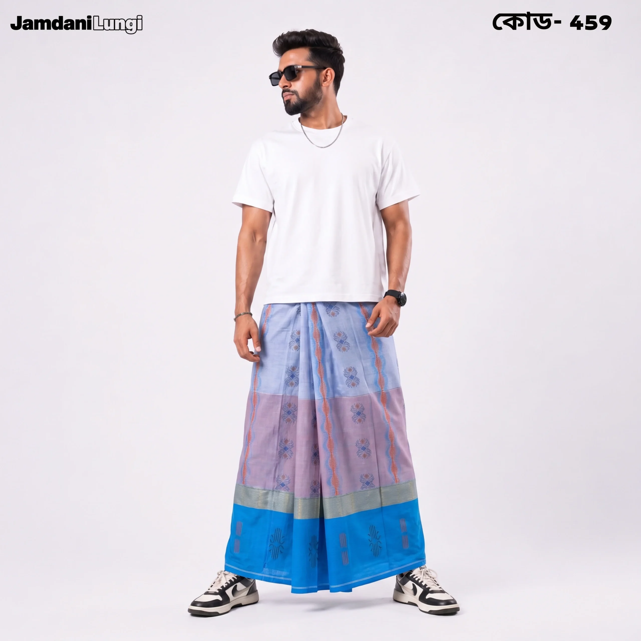 Tailocraft Men’s Pure Cotton Karukaj Lungi 5.5 Hand-459